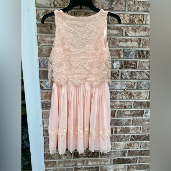 Pastel Ballet Pink & Cream/Peach Lace Balletcore Dress - Picture 7 of 9